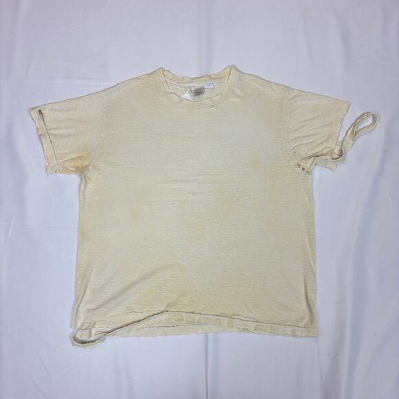 Vintage Thrashed Fruit of The Loom T Shirt Distressed Worn Men's Large - Picture 2 of 8